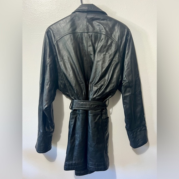 Wilsons Leather Vintage Genuine Leather 90's Trench Coat - Small - Picture 5 of 14